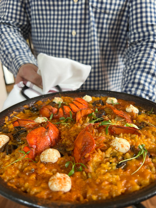 (Keep the Paella Pan) Serves TWO - Lobster & Caracol [Snails] Spanish Paella  | Saffron Broth