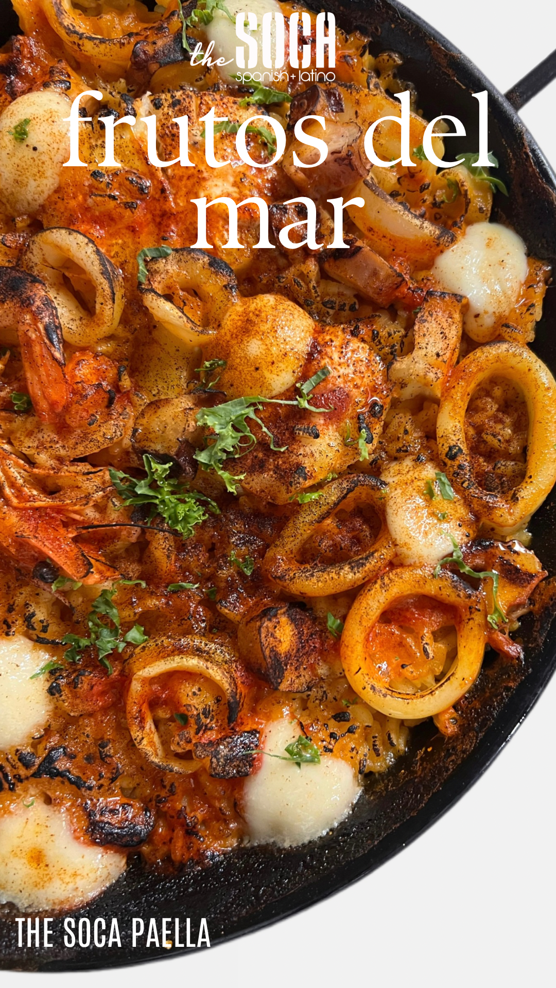 Paella Frutos del Mar [ Bacalao (Cod) + Shrimp + Calamar + Octopus] (Keep the Paella Pan)