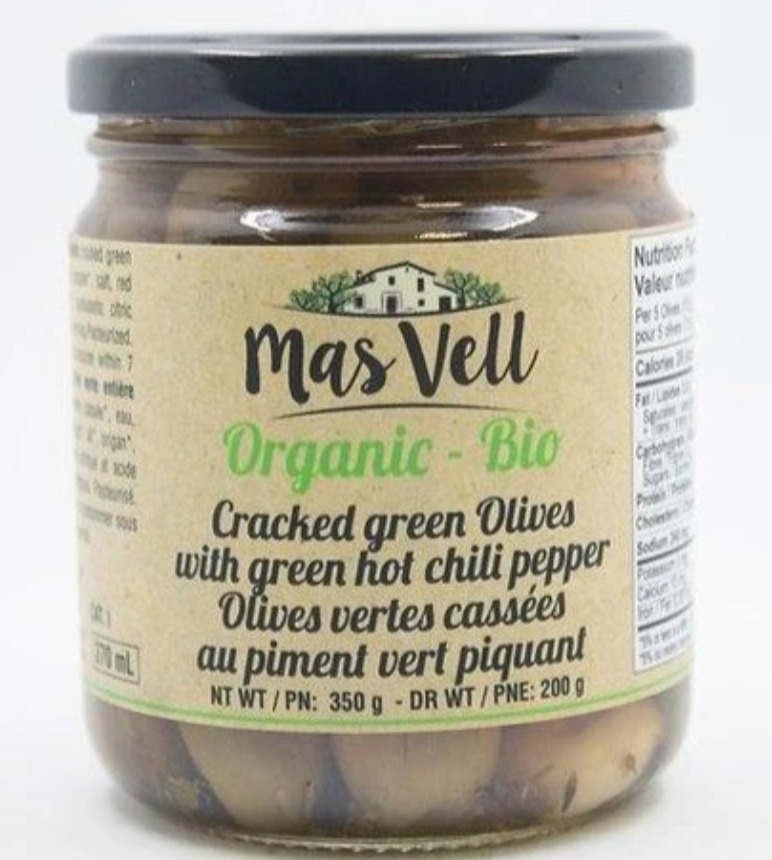 Mas Vell - Cracked Green Olives with Green Hot Chili Pepper