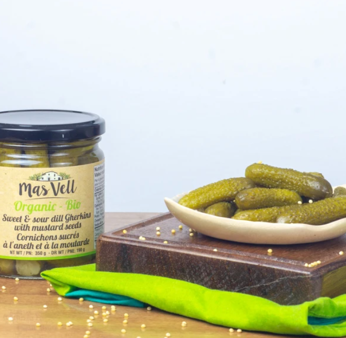 Mas Vell - Organic Sweet and Sour Gherkins with Mustard Seeds