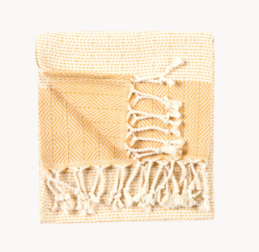 Hand Towel - Lined Diamond - Gold